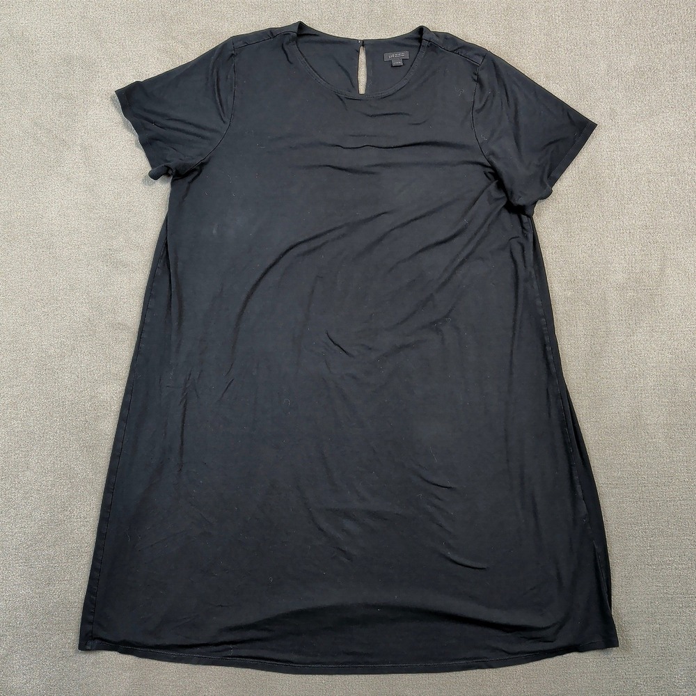 J. Jill Wearever Dress Womens XL Black Rayon Knit Short Sleeve Keyhole Shift LBD